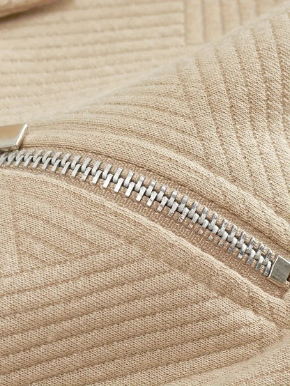 Vintage Geometric Design Sweater With Zipper